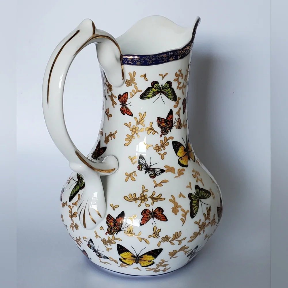 🦋 10" Pitcher Gold Trim/Gilt "Butterfly Collection" Formalities by Baum Bros. - Picture 4 of 9